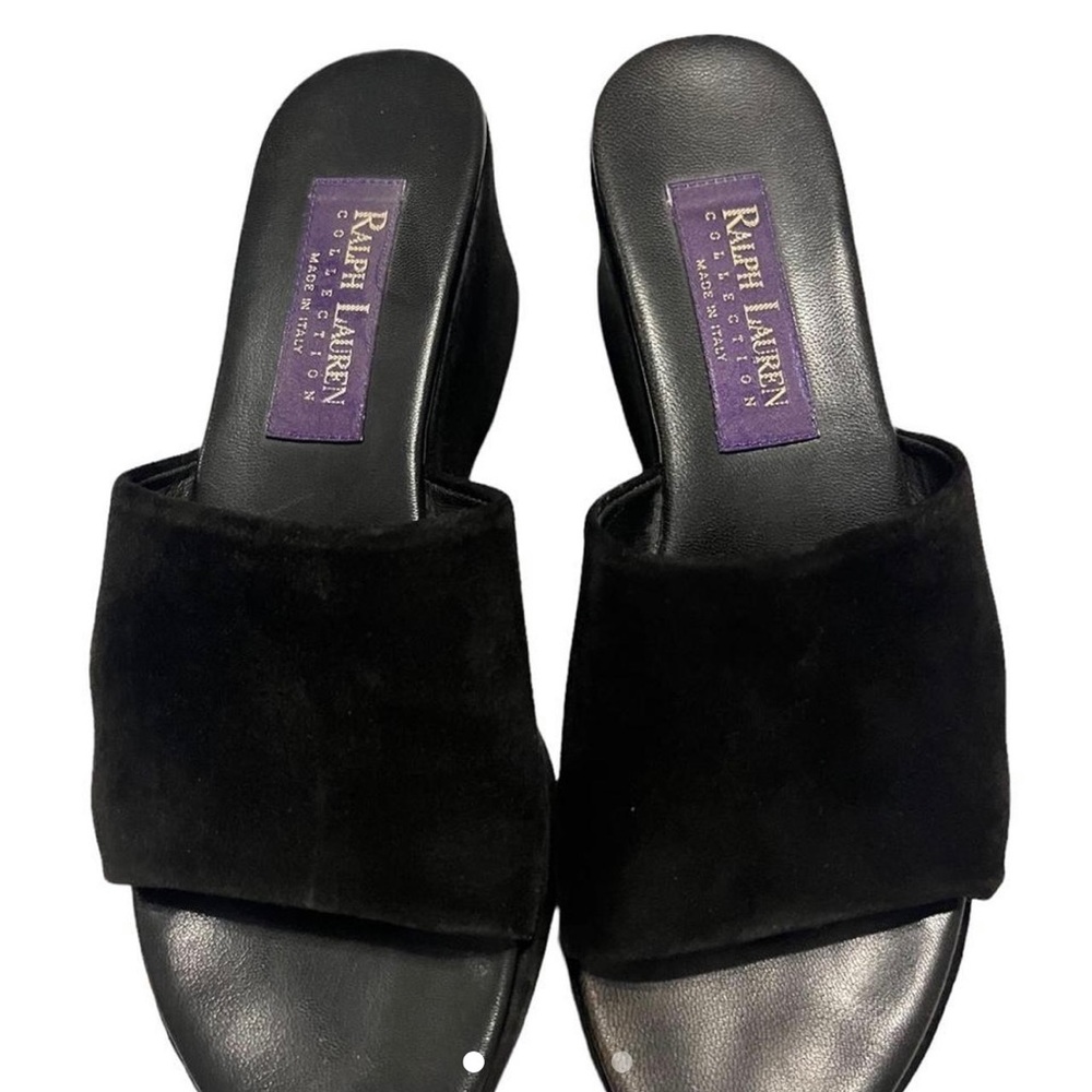 Polo Ralph Lauren purple label black leather and suede platform y2k shoes